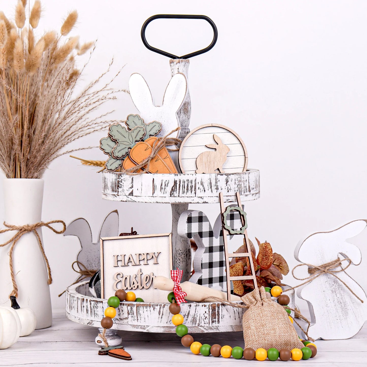 Easter and Thanksgiving 3 7pcs Classic Personalized Bunny Layered Tray Happy Easter Bunny Carrot Decorated Easter Layered Tray Logo