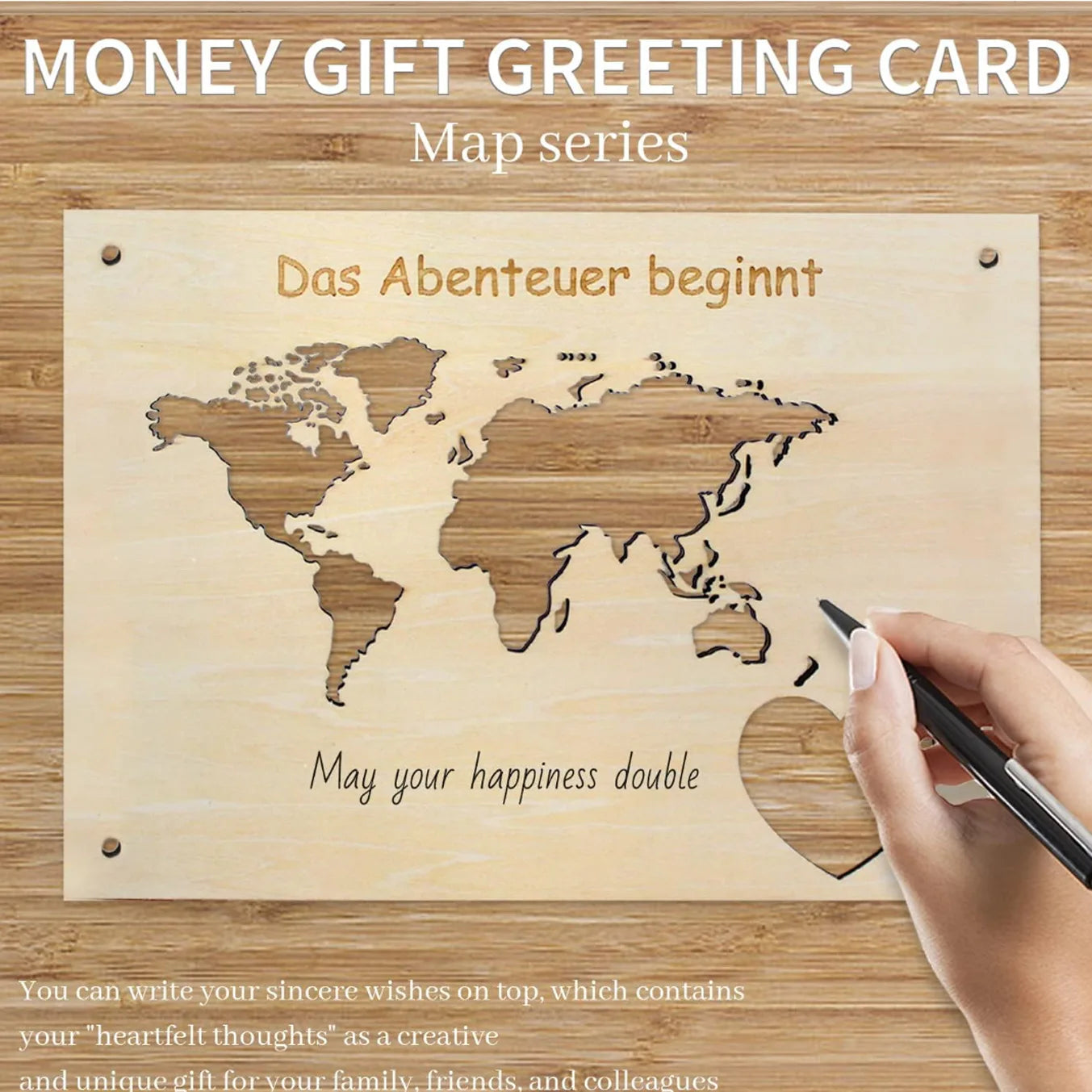 1 Wedding party, custom world map Color world map Birthday travel Wooden money gift wrapping Wedding money gift World map