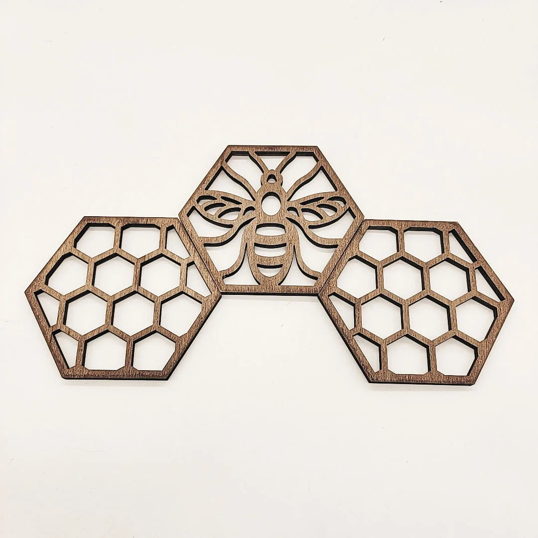 Wooden Crafts New Bee Decorative Board Wood Creative Beehive Coaster Pendant Multi-Purpose Crafts Custom Wood Decoration