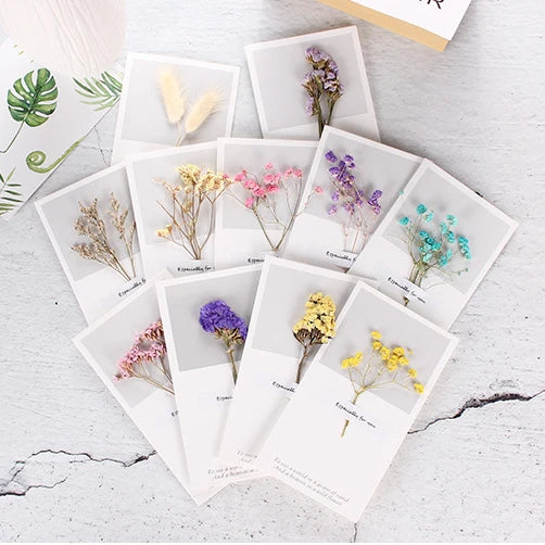 Wooden crafts, newly arrived dried flowers, wedding birthday, teachers' day, thanksgiving, mother's day greeting card, blessing, real flower card