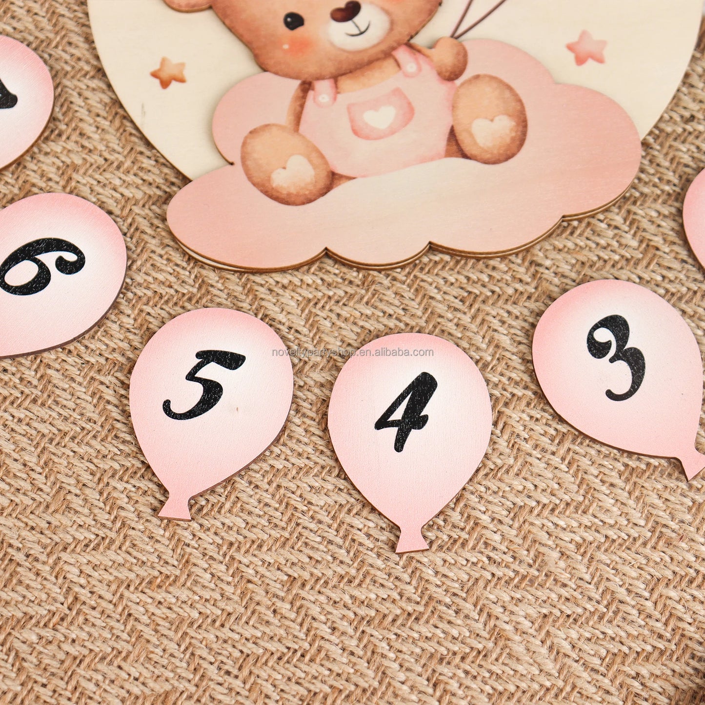 Birthday party newborn wooden milestone sign newborn photography props baby bear growth photo props