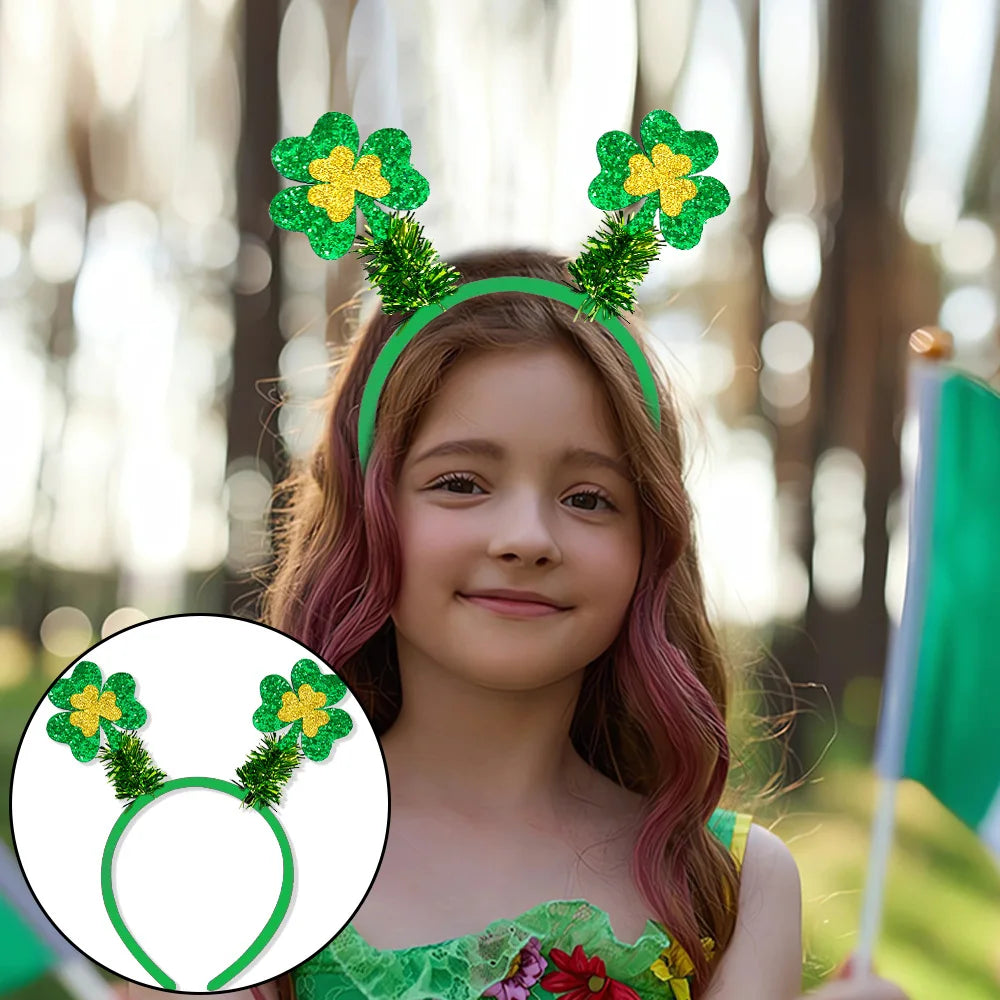 Easter and Thanksgiving 3 St. Patrick's Day Accessories Set Headband Hairpin Aduclt Girls Women's Holiday Accessories Party Supplies Green Lucky Headband