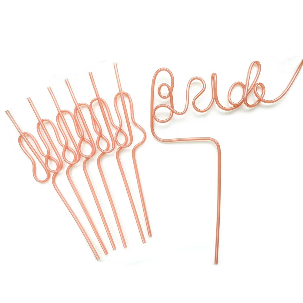 Bachelorette Party 1 Penis Swirl Chick Drink Straw Supply Ornaments Pamper Naughty Crazy Swirl Penis Straw Rose Gold Bride Straw
