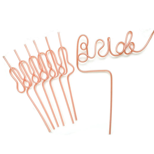 Bachelorette Party 1 Penis Swirl Chick Drink Straw Supply Ornaments Pamper Naughty Crazy Swirl Penis Straw Rose Gold Bride Straw
