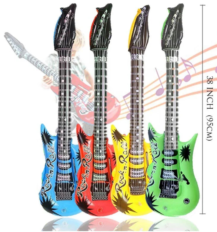 Party Music Accessories Rockstar 6-Color Waterproof Instrument Toy Inflatable Electric Guitar