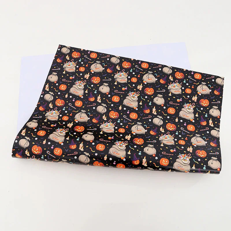 Halloween & Day of the Dead, Wrapping Paper - Cartoon Pumpkin Ghost Bat Pattern, Gift Box Packaging with Coated Art Paper Trick or Treat Party Decoration