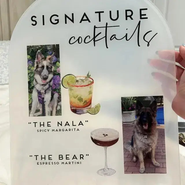 1 Wedding Party, Signature Cocktail Frosted Acrylic Wedding Bar Logo Custom Wedding Bar Logo Personalized Bar Drink Logo Menu After Party