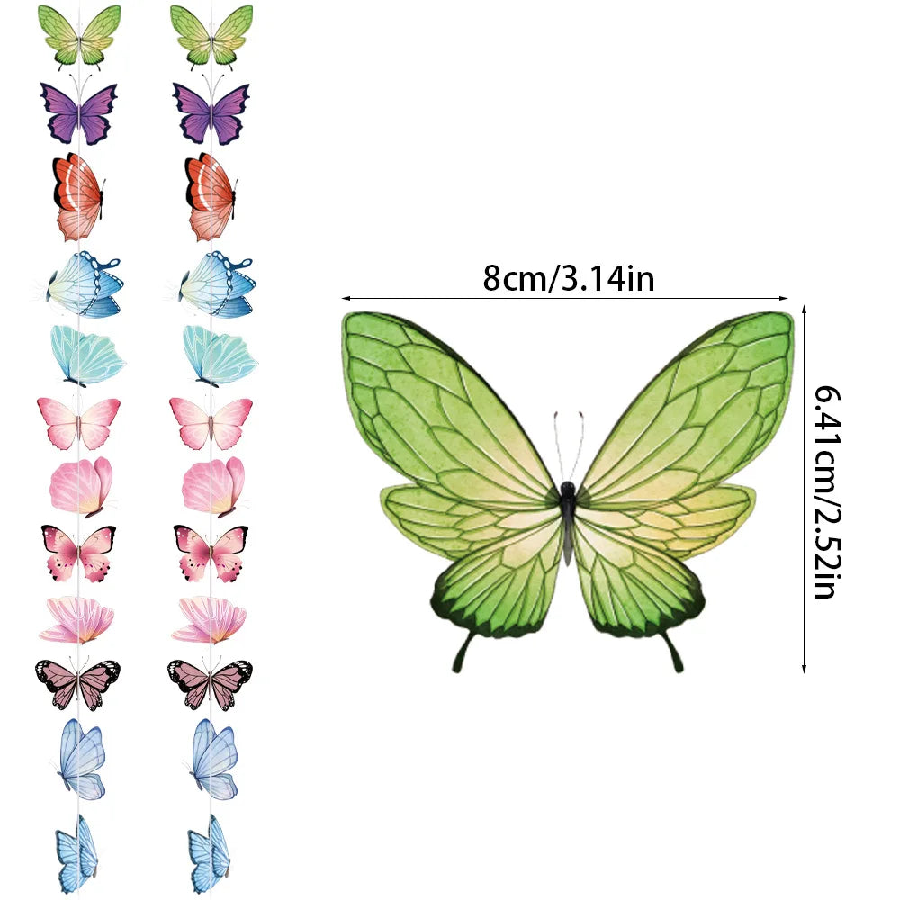 Wholesale Butterfly Theme Party Supplies Children's Birthday Party Decorations Wall Decorations Vivid Butterfly Paper Hanging Garlands