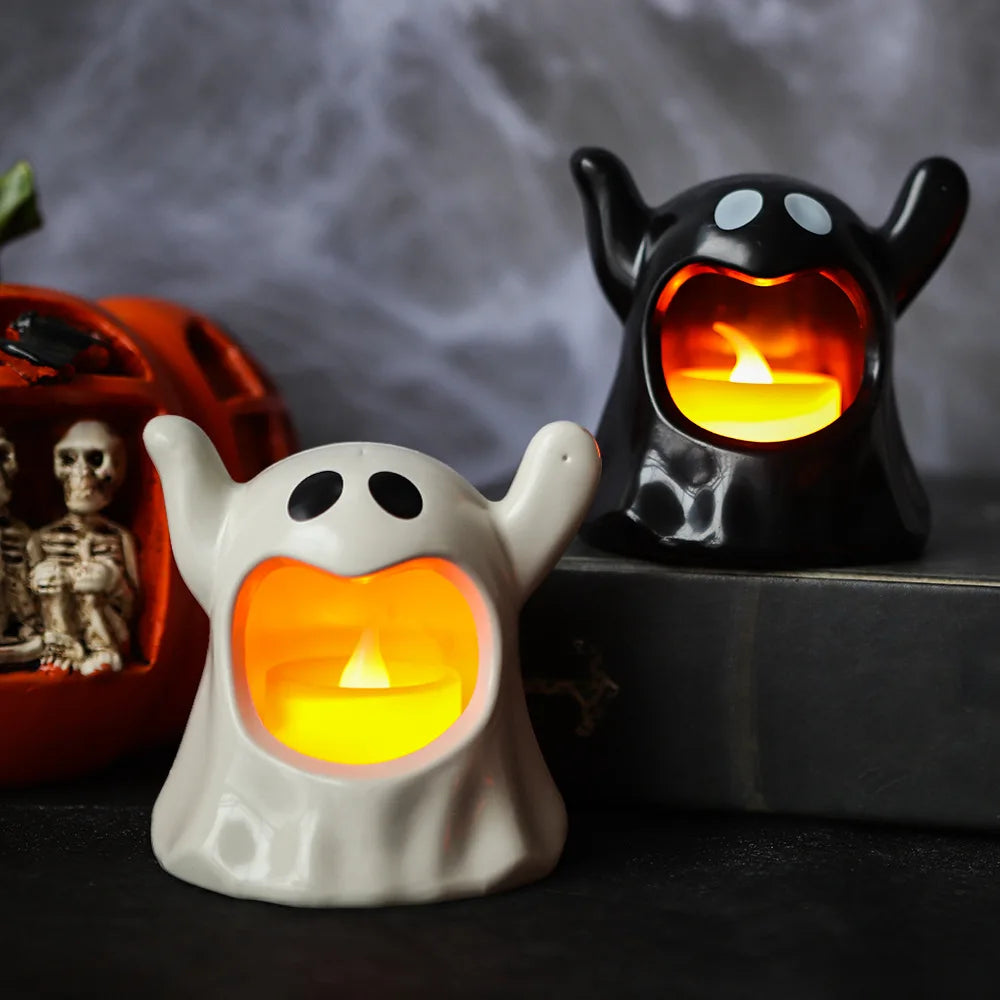 Halloween & Day of the Dead Living Room Horror Atmosphere Decoration Ghost Lights Desktop Decoration Light Emitting Diode Ghost Candle Lights