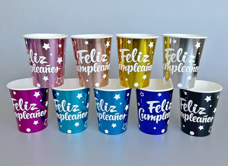 Birthday Party 2 Wholesale 9oz Paper Cup Party Disposable Color Birthday Party Paper Cup Holiday Celebration Paper Cup