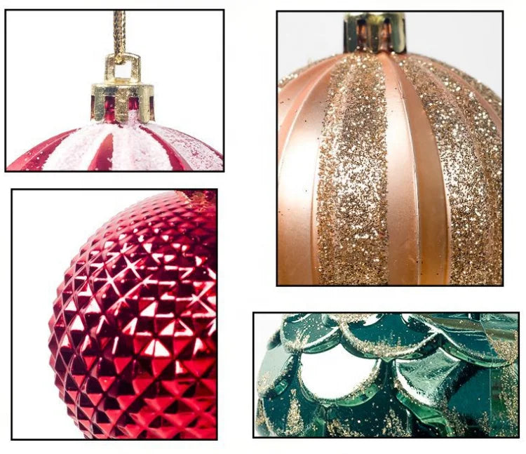 12Pck Christmas 6cm Ball Supplies Christmas Tree Ornaments Glitter Pendant Painting PVC Ornaments Set