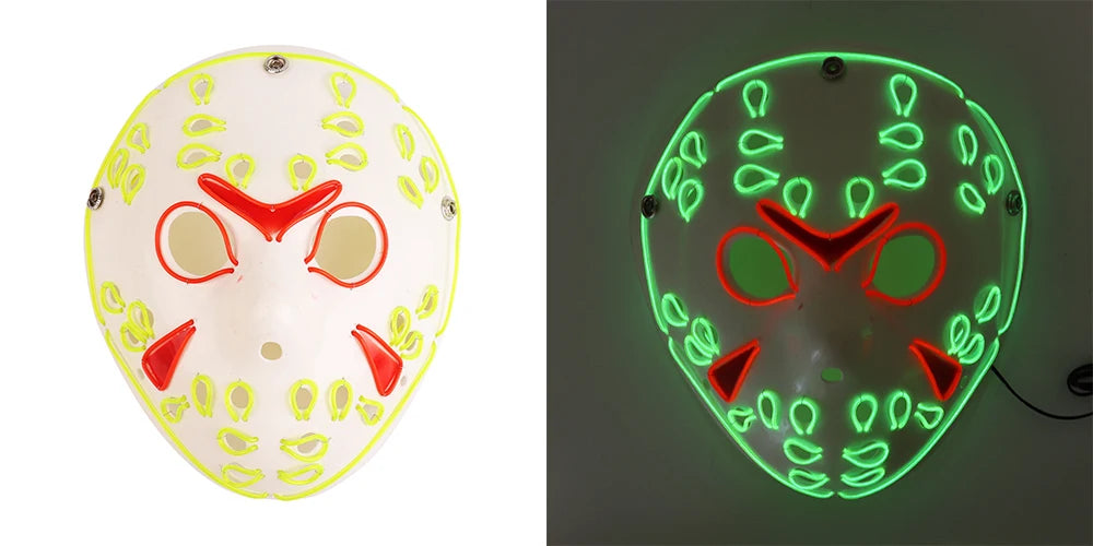 Halloween & Day of the Dead New Halloween Decorations Party Makeup Light Emitting Diode Clown Mask Halloween Party Neon Mask
