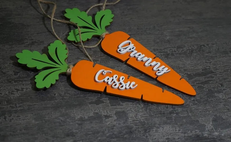 Easter and Thanksgiving 3 Custom DIY Personalized Carrot Easter Basket Label Creative Easter Wooden Easter Decoration