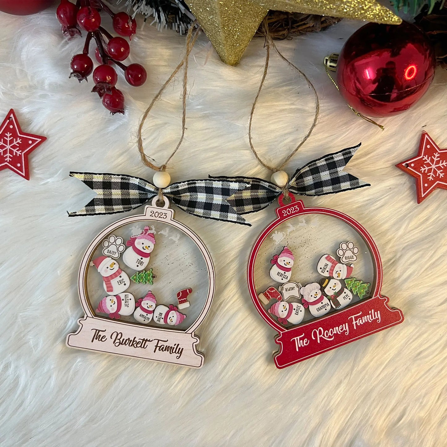 Personalized Snowman Family Christmas Ornaments 2024 Family Snowman Ornaments Custom Christmas Tree Ornaments Christmas Gifts