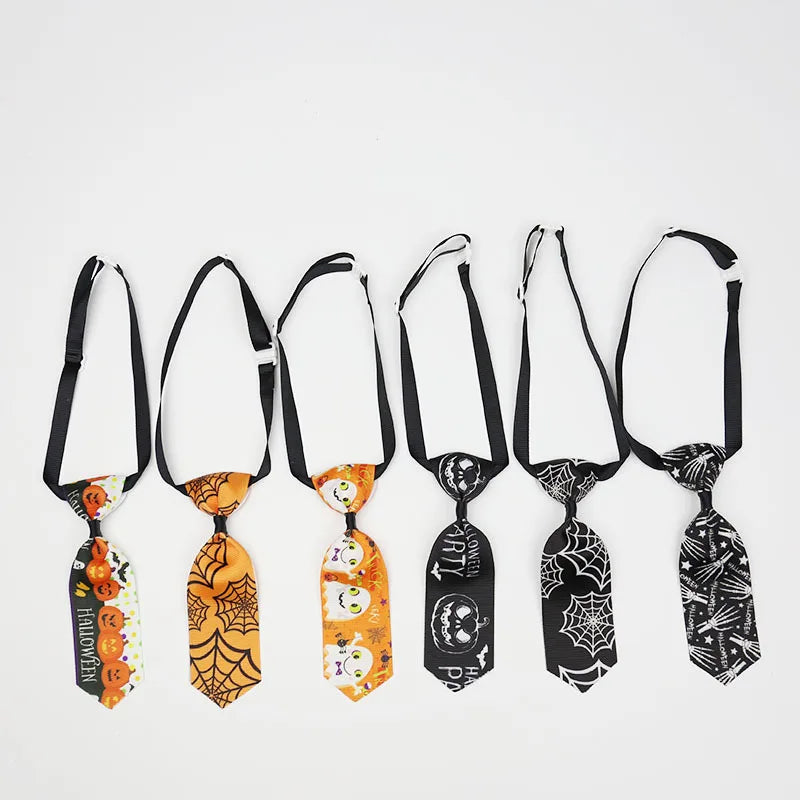 Halloween & Day of the Dead Pet Costume Halloween Puppy Neck Tie Spider Pumpkin Ghost Element Decorative Scarf Costume Accessories Pet Dog Cat Tie
