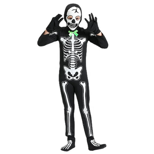 Halloween & Day of the Dead Cosplay Kids Costume Horror Game Skull Costume Themed Dance Party Luminous Skull Cloth Halloween Costume