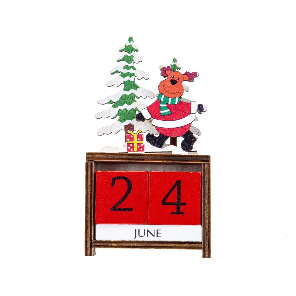 Wooden Crafts, Christmas Wooden Calendar Christmas Party Gift Supplies Reusable Calendar Christmas Decorations Holiday Home Desktop Calendar