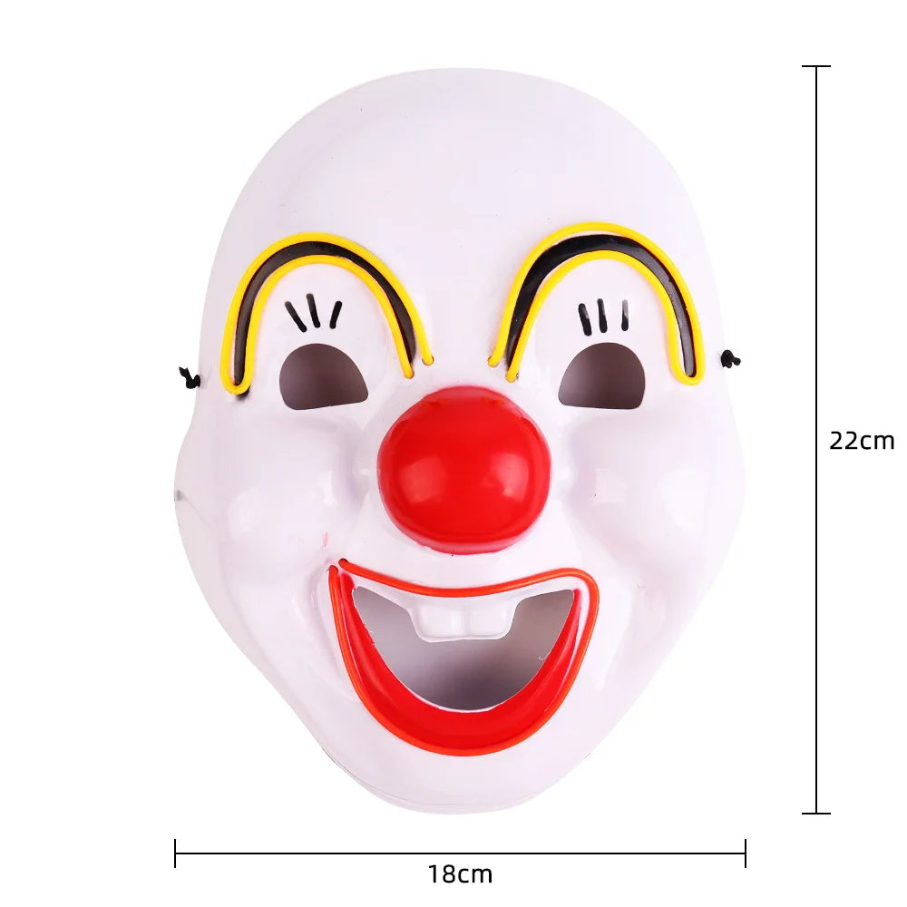 Halloween & Death Day LED Custom Color Horror Freak Carnival Halloween Party Supply Mask Versatile Movie Clown Cosplay Plastic Mask Versatile Party Mask