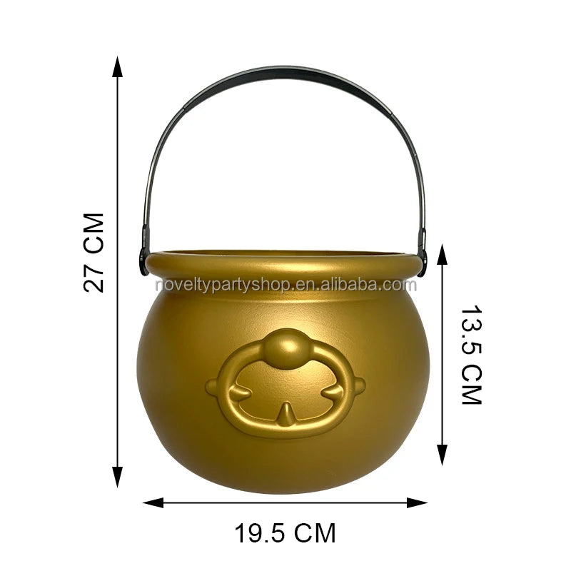 Halloween & Death Day Novelty 7.5 Inch Colorful Halloween Cauldron Plastic Cauldron Portable Witch Cauldron with Handle