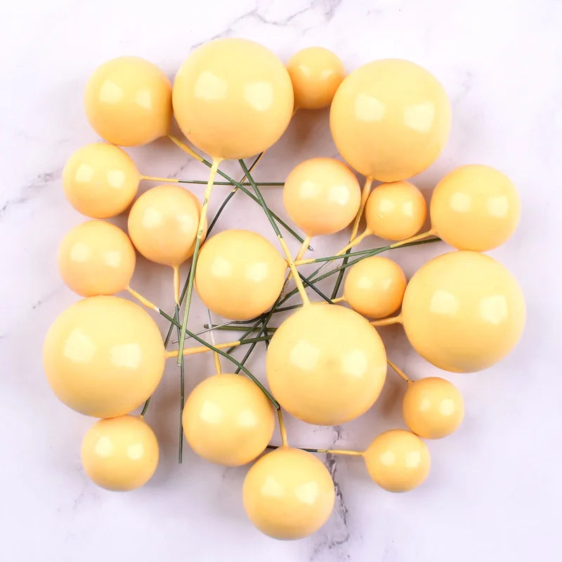 Birthday Party 20pcs/bag 2cm 2.5cm 3cm 4cm Mixed Gold and Silver Foam Ball Cake Top Hat Decoration Shiny Faux Ball