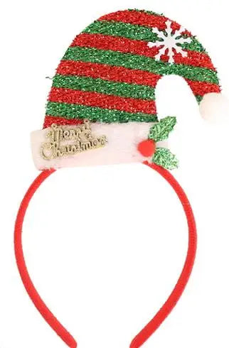 12 pcs Hot Sale Christmas Festive Party Photo Booth Classical Ornament Christmas Striped Snowflake Elf Earcap Headband