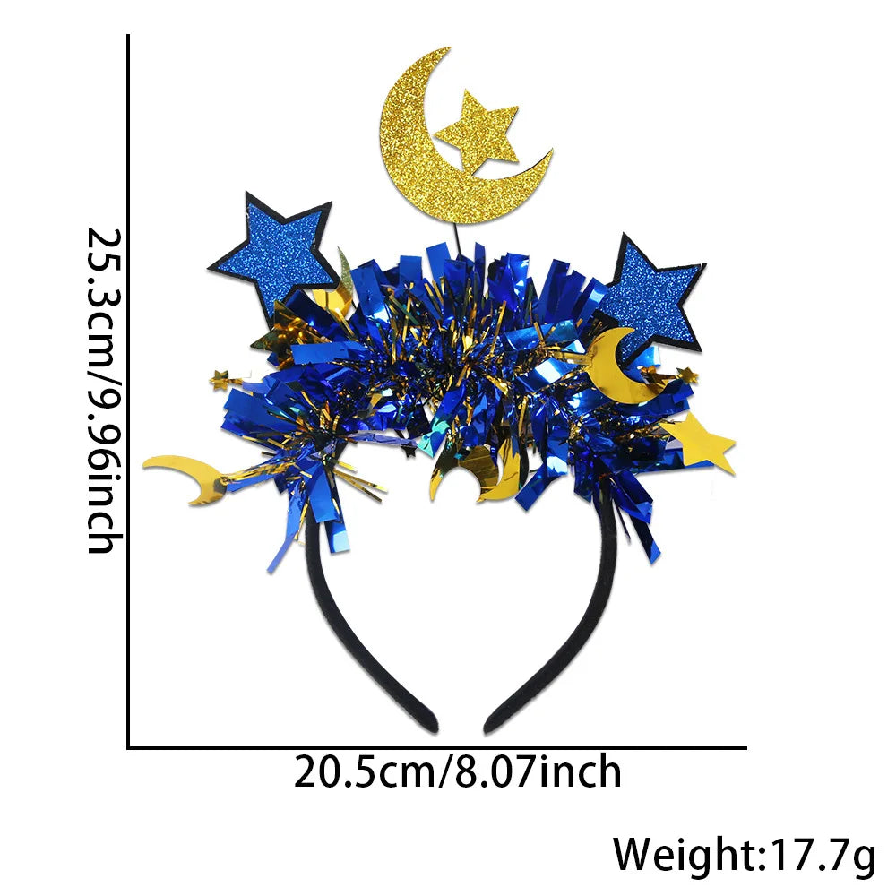 Easter and Thanksgiving 3 Muslim Color Bar Moon and Stars Headband Gifts Ramadan Photo Props Party Decoration Sulibi Flash Ramadan Castle Headband