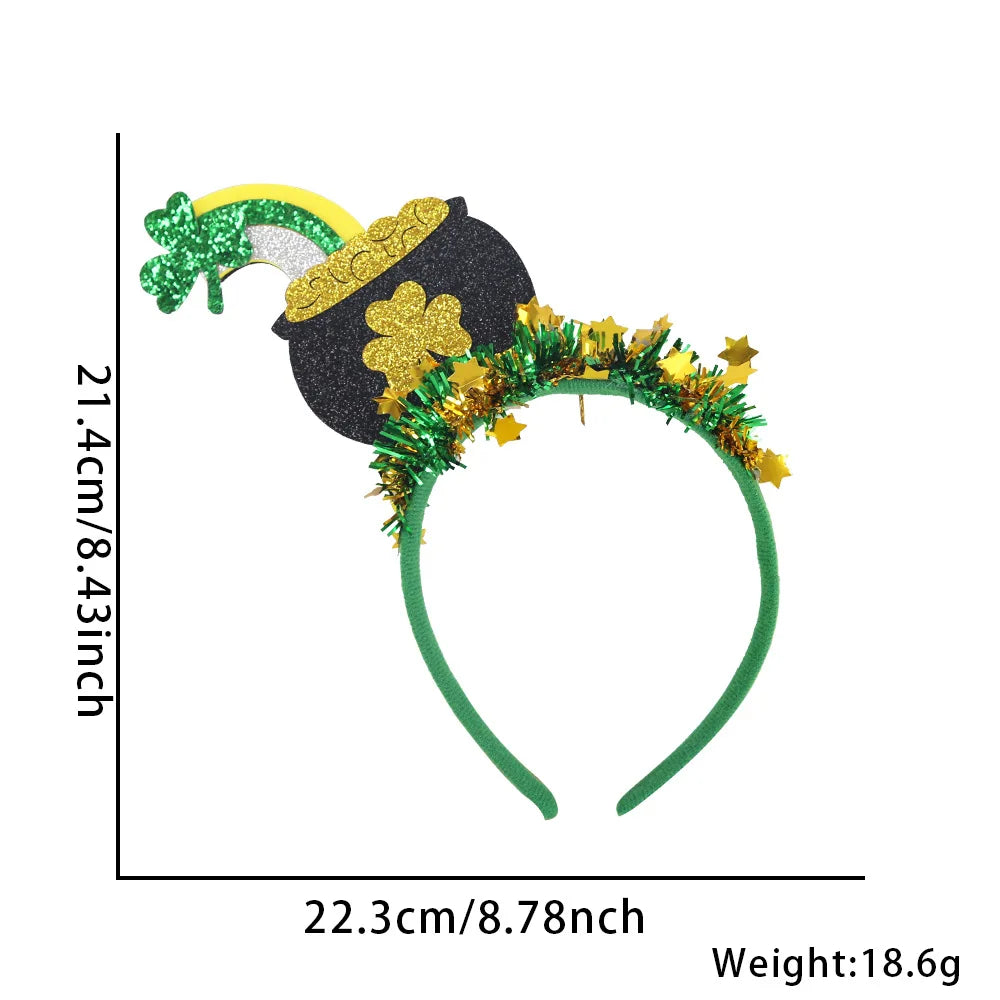 Easter and Thanksgiving 3 Irish Sequins St Patrick's Day Horseshoe Headband Carnival Headband Adult St Patrick's Day Cuckold Clover Headband