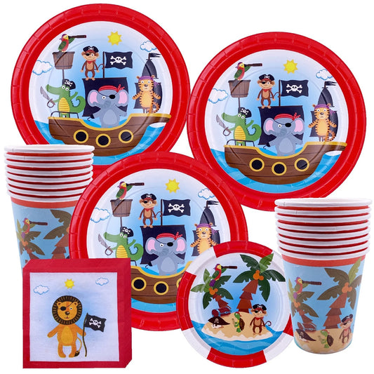 Birthday Party 2 New Arrive Zoo Pirate Themed Birthday Party Supplies Baby's Birthday Decorations Pirate Kids' Birthday Party Tableware