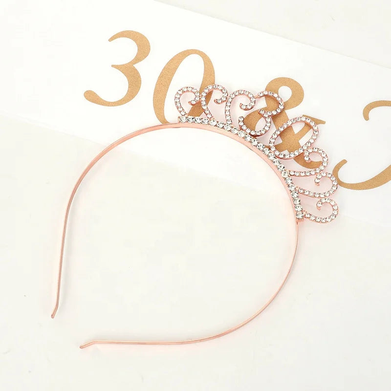 Festa de Aniversário 2 Mulheres Aniversário Glitter Coroa Menina Bolo Top Hat Etiqueta Cinto Cinto de Aniversário Alça de Ombro Festa Chapéus Conjunto Decorativo 