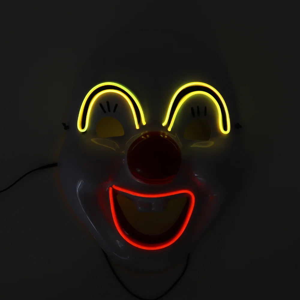 Halloween & Death Day LED Custom Color Horror Freak Carnival Halloween Party Supply Mask Versatile Movie Clown Cosplay Plastic Mask Versatile Party Mask