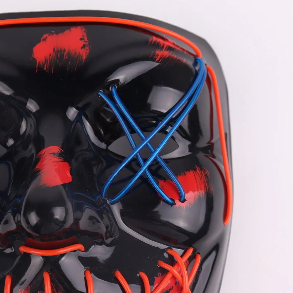 Halloween & Day of the Dead Light Emitting Diode Carnival Halloween Bar Party Luminous Horror V Ghost Lamp Mouth Eye Piercing Light Halloween El Wire Glow Mask