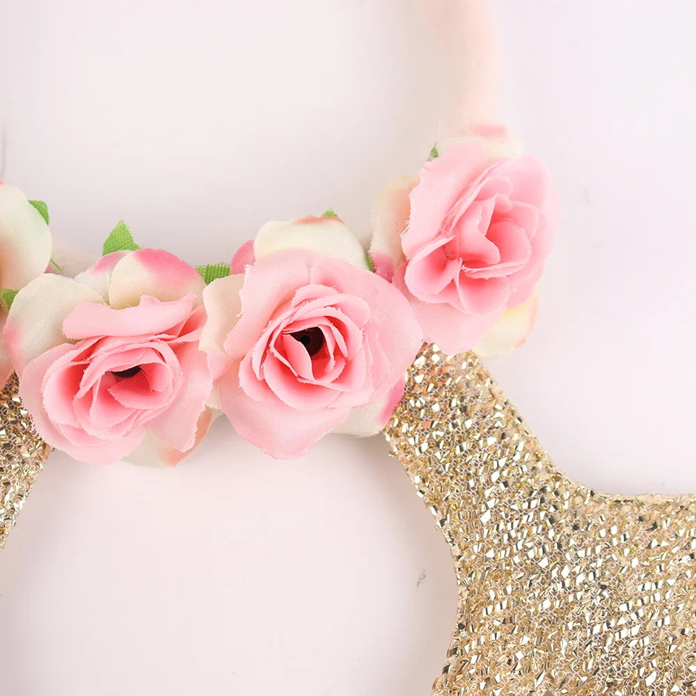 BSCI Cheap Christmas New Year Party Photo Booth Accessories Flash Kim Cong Silk Christmas Reindeer Antlers Headband