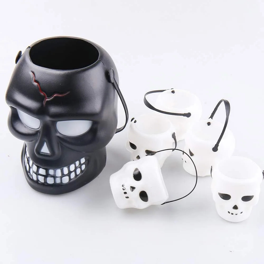 Halloween & Death Day 12 * 15cm Scream Halloween Festival Supplies Props Handheld Skull Ghost Candy Holder Bucket Plastic Skeleton Halloween Candy Buckets