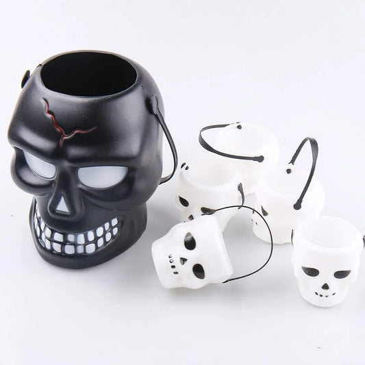 Halloween & Death Day 12 * 15cm Scream Halloween Festival Supplies Props Handheld Skull Ghost Candy Holder Bucket Plastic Skeleton Halloween Candy Buckets