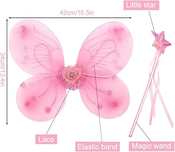 Birthday Party 2 Princess Fairy Costume Fairy Butterfly Wings Suit Girl Tutu Wings Wand Children Fairy Wings Costume