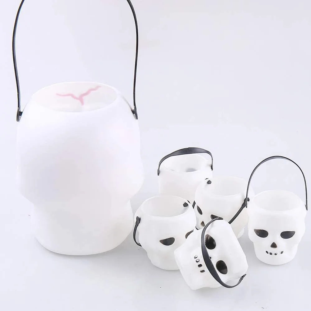 Halloween & Death Day 12 * 15cm Scream Halloween Festival Supplies Props Handheld Skull Ghost Candy Holder Bucket Plastic Skeleton Halloween Candy Buckets