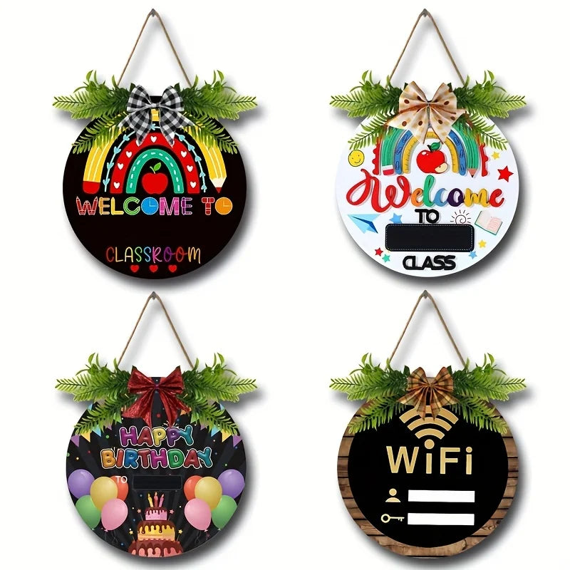 Wooden crafts, wooden decoration classroom birthday party can write round board logo home decoration wall wooden scene decoration