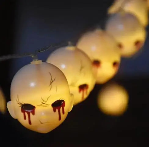 Halloween & Death Day 1.5m 10 Lights Custom Halloween Holiday Themed Party Bar Decoration Props Skull Ghost Halloween Horror Grimace Doll Light Emitting Diode Lights