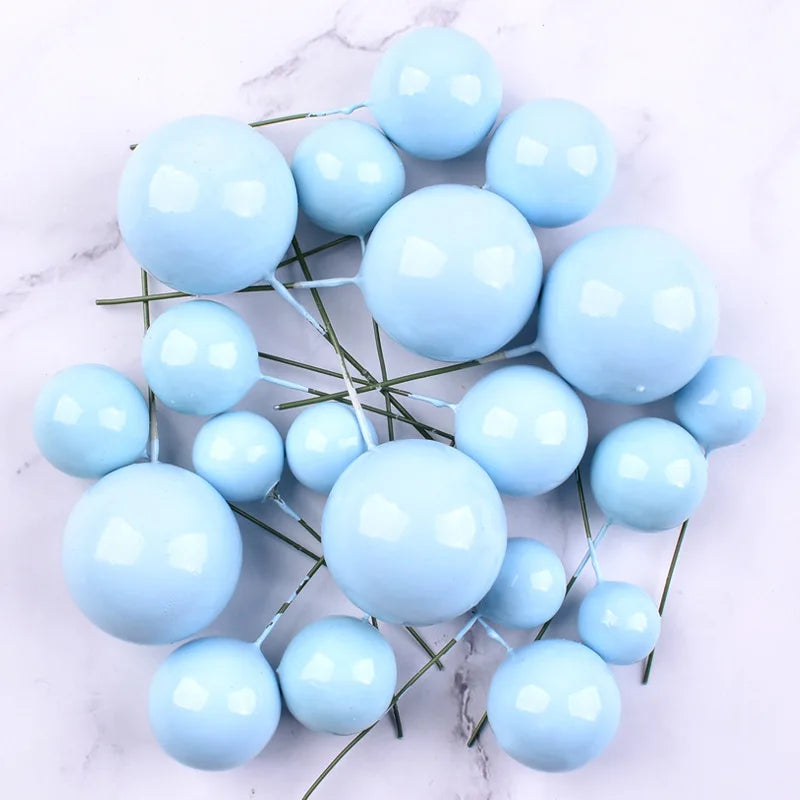 Birthday Party 20pcs/bag 2cm 2.5cm 3cm 4cm Mixed Gold and Silver Foam Ball Cake Top Hat Decoration Shiny Faux Ball