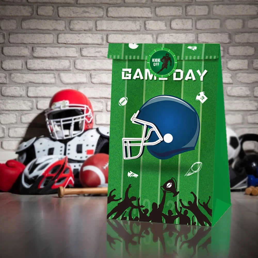 Birthday Party 2 Custom Design 24 pcs American Football Game Paper Gift Bag Set Football Gift Bag Football Birthday Party Decoration