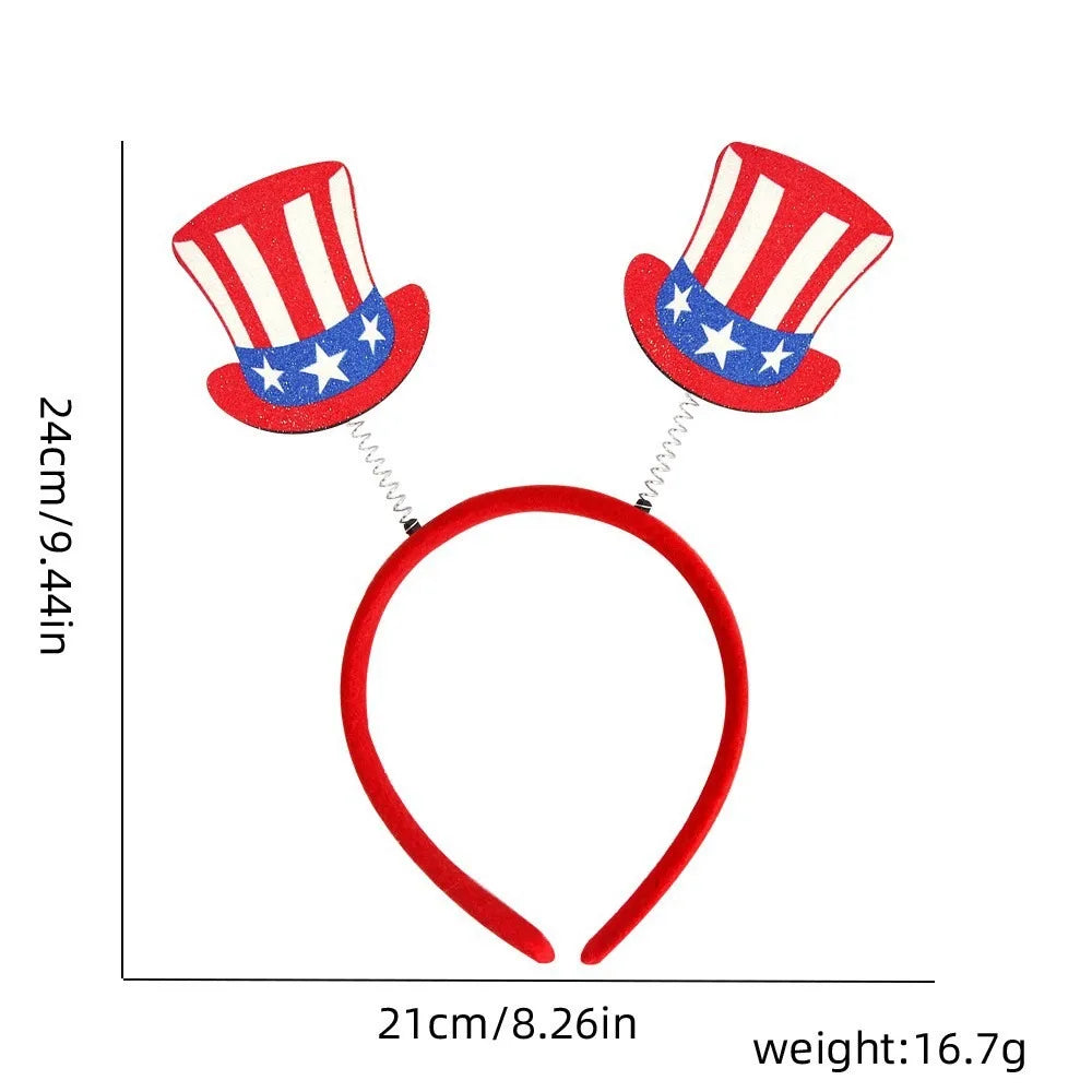 Independence Day July 4th Hair Accessories American Flag Pop Headband Heart-Shaped Fringe Holiday Hair Accessories Graduation Ceremony
