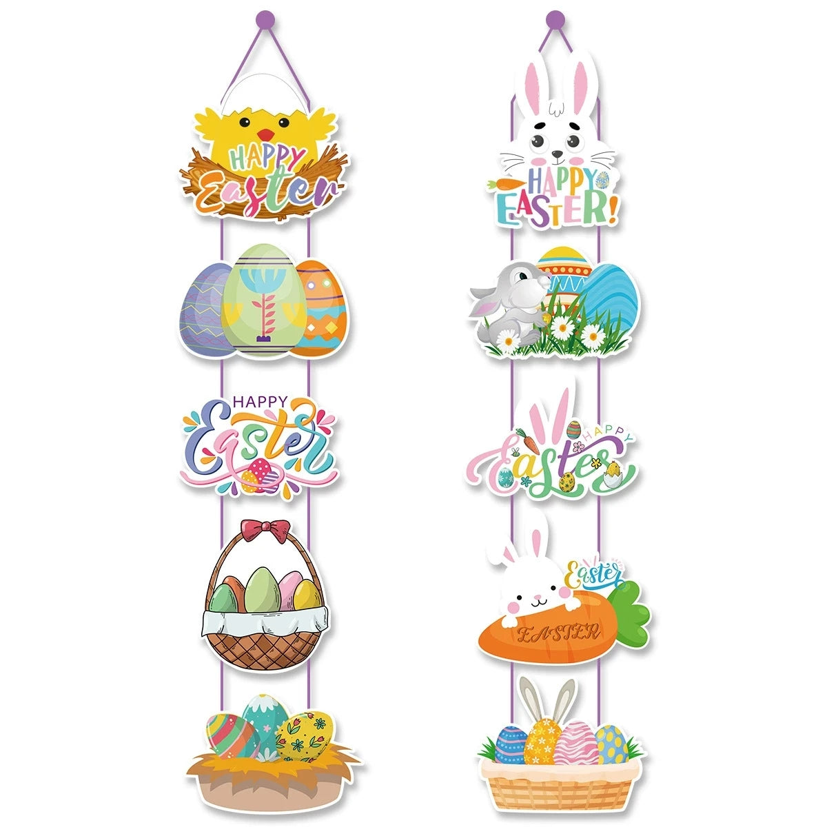 Easter and Thanksgiving 3 Novelty 2025 New Easter Bunny Paper Door Hanger Cartoon Party Ornaments Home Festival Pendant