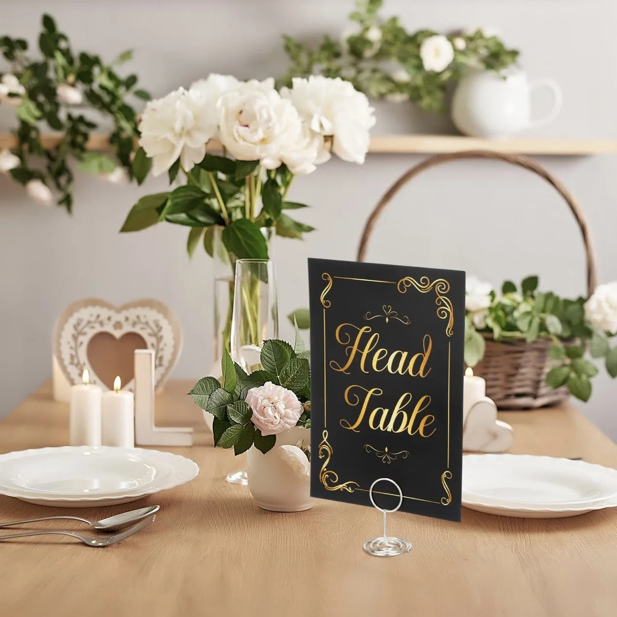 1 Wedding party, double hot stamping location card + bracket bracket, wedding anniversary birthday restaurant, black and gold table number card.