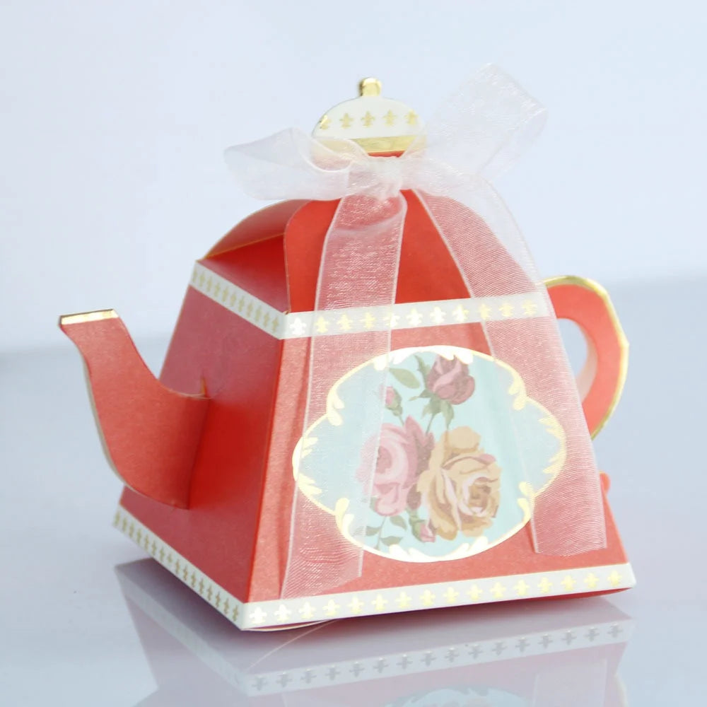 Birthday Party 2 Hot Sale Custom Teapot 6 Piece Set Folding Box Paper Bag Wedding Baby Shower New Year Candy Gift Box Party Decoration