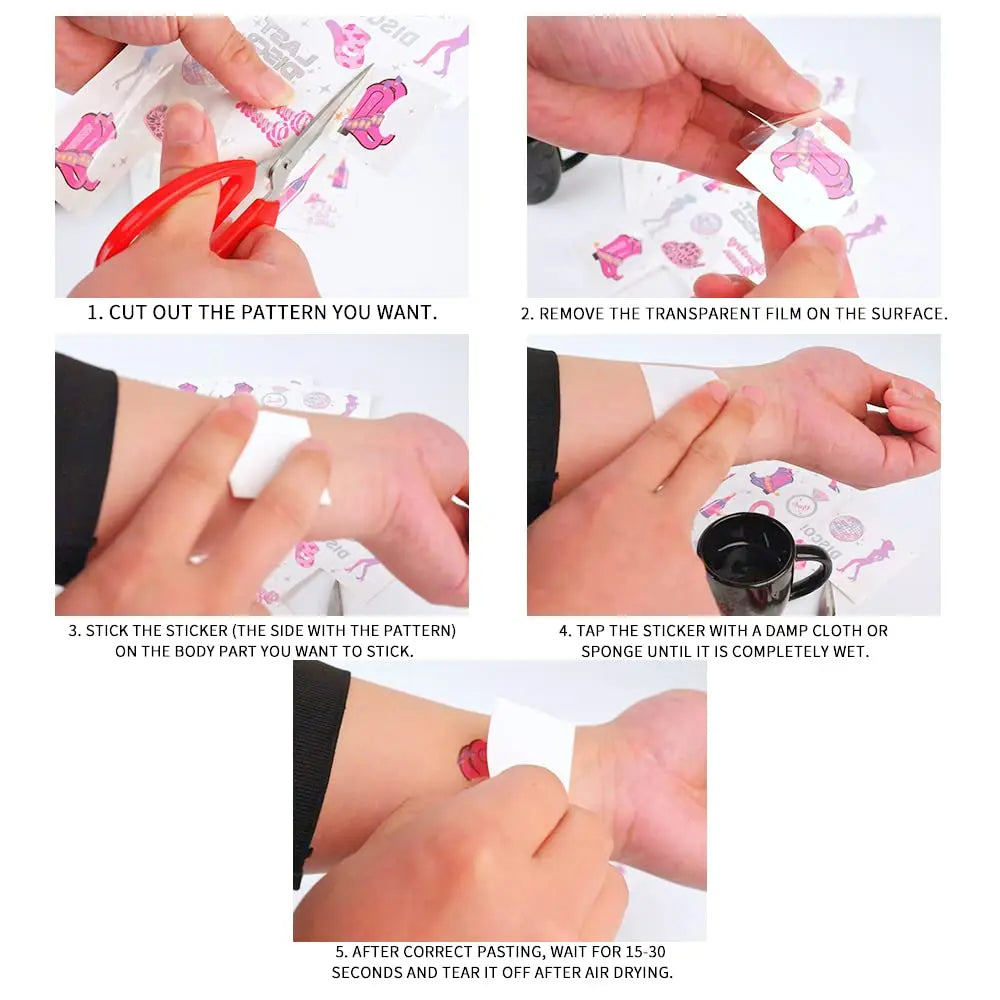 Birthday Party Disco Bachelorette Temporary Tattoo 57 Flash Style Girl Party Decoration Cowboy Bridesmaid Bride Shower Tattoo