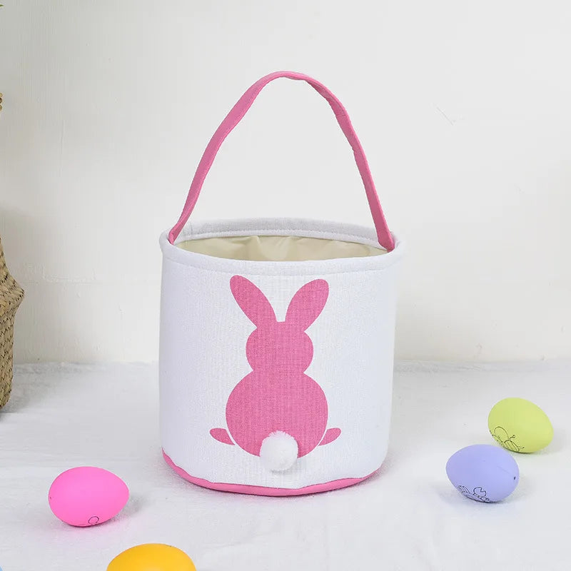 Easter and Thanksgiving 3 Novelty 2025 New Easter Basket Custom Rabbit Tail Egg Decoration Handheld Storage Bucket Easter Party Supplies