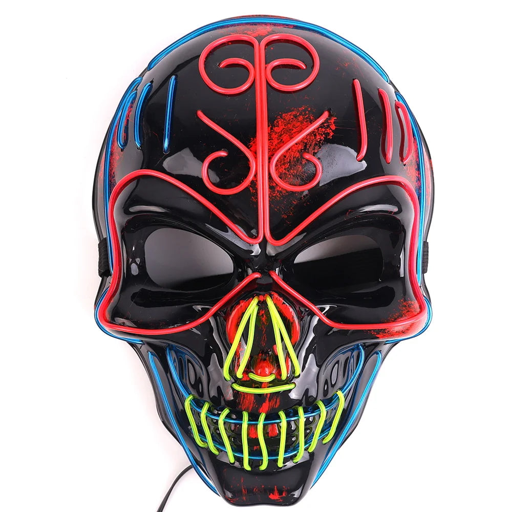 Halloween & Death Day New Halloween Ornaments Light Mask EL Mask Party Makeup Light Emitting Diode Halloween Decoration Party Mask