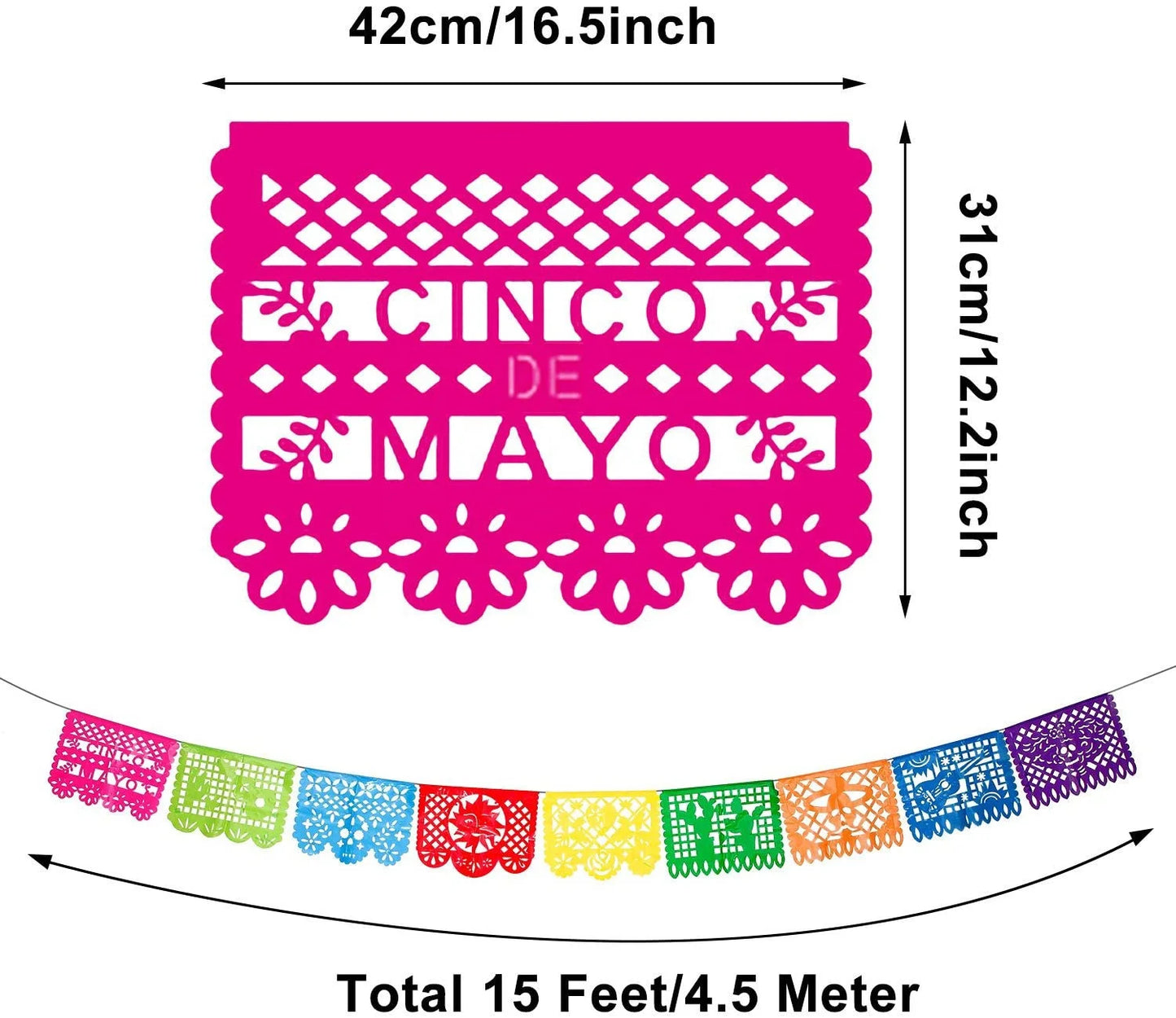 Mexican Party Banner Large Plastic Papel Picado Banner