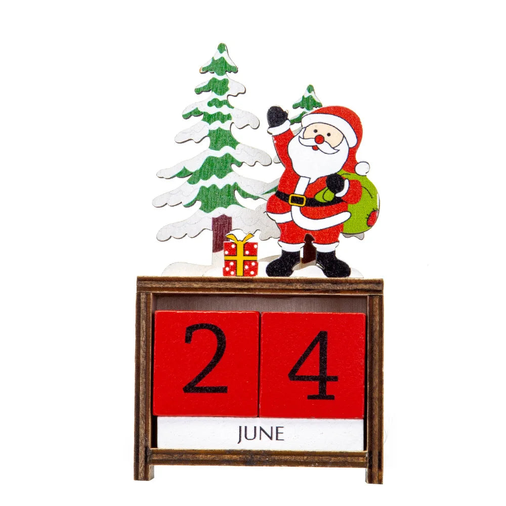 Wooden Crafts, Christmas Wooden Calendar Christmas Party Gift Supplies Reusable Calendar Christmas Decorations Holiday Home Desktop Calendar