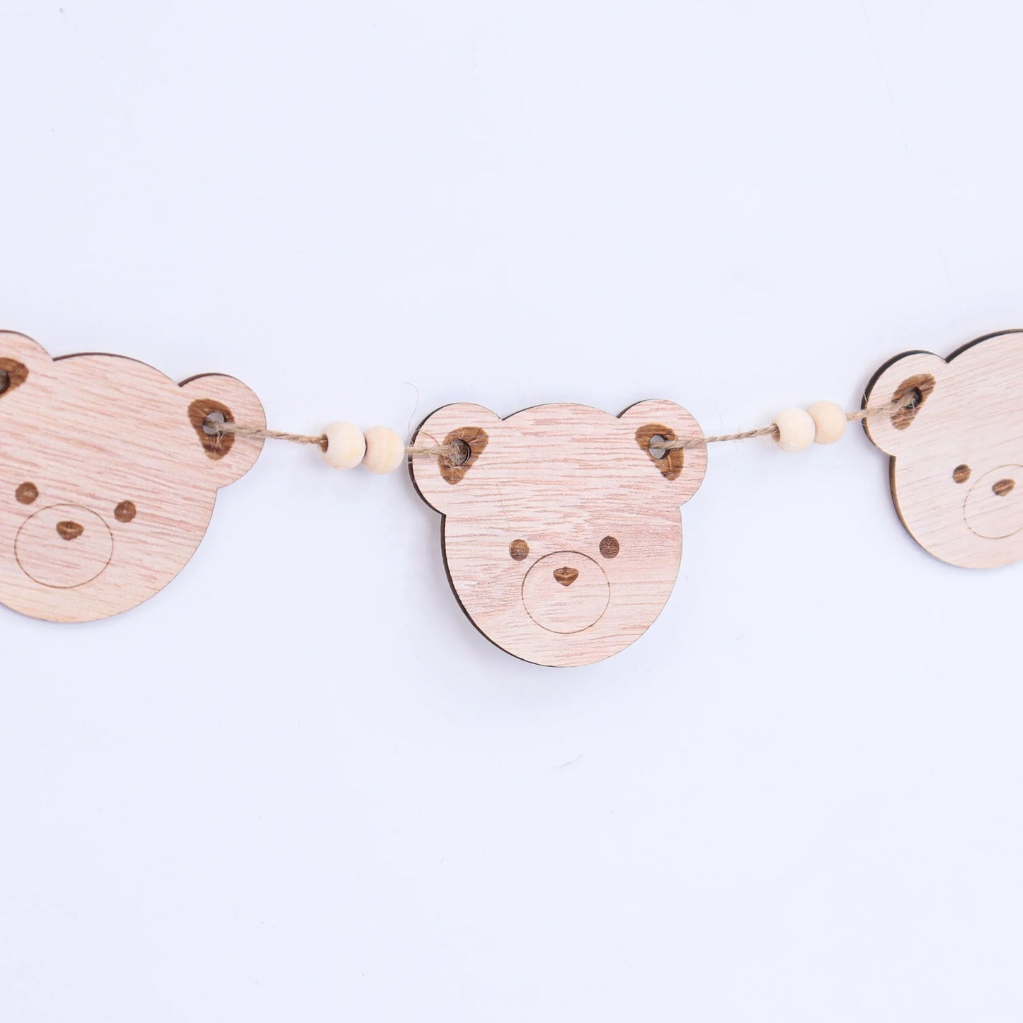 Birthday Party Custom Design Sex Reveal Party Decoration Wooden Bear Beads Baby Banner Shower Wreath Party Plywood Bunting
